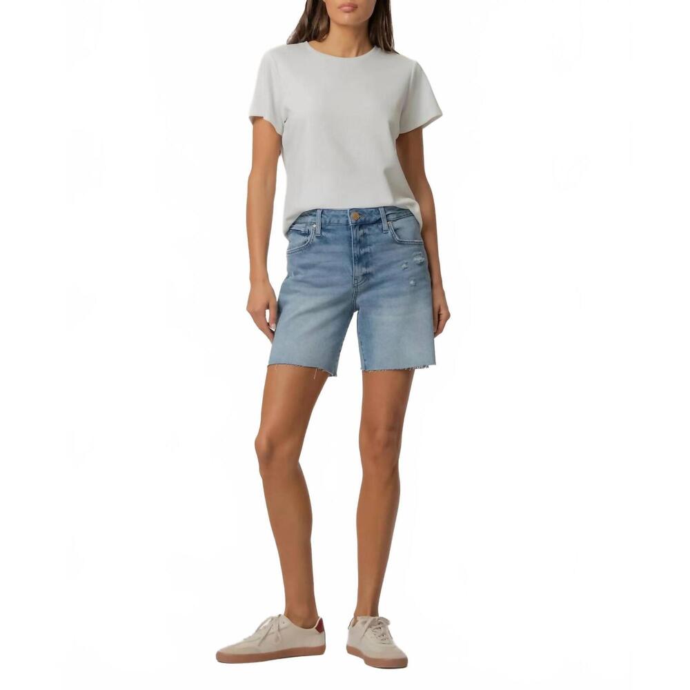 NEW KUT FROM THE KLOTH hailey high rise denim shorts – medium wash distressed ra
